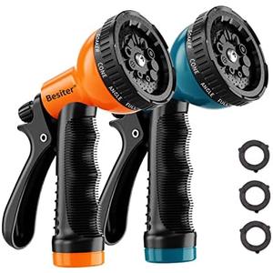 Besiter Garden Hose Nozzle Sprayer: 2 Pack 10 Watering Patterns Spray Nozzles Heavy Duty Hose Head Hose Attachment