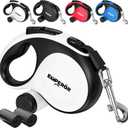 Emperor Pets 26 ft Retractable Dog Leash White - Heavy Duty Retractable Pet Leash with Anti-Slip Grip for Medium to Large Dogs up to 110 lbs -Aura BW26