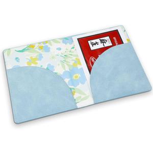 AmazingSpark Mahjong Card Sleeve, 11.25 x 7 Inches Large Folio Holder with Elegant Floral Print Lining for Mahjong Scorecard Cards Protective Cover Mahjongg Accessories (Blue)