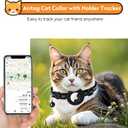 2 Pack Airtag Cat Collar with Bell, Reflective Nylon Kitten Collar with Apple Air Tag Holder and Breakaway Safety Buckle for Puppy Girl Boy Cats, 3/8" in Width and Lightweight, Blue