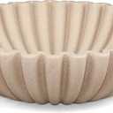 LIN CHUAN Ruffle Decorative Bowl, Large Fruit Bowl for Kitchen Counter, Stylish Key Bowl for Entry Table, Handcrafted Home Decor Display bowl, Artificial Stone Beige