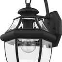 Livex Lighting 2151-04 Monterey 1 Light Outdoor Black Finish Solid Brass Wall Lantern with Clear Beveled Glass ("13"" x 8.5"" x 8.25""")
