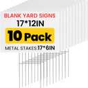 10 Pack Yard Signs with Metal Stakes, Custom Yard 17 x 12 Inches, Corrugated Plastic Board for Sale Sign Outdoor, Rent, Guidepost, Garage Sale Signs, Birthday Party