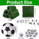 MiniInflat 34 Pcs Soccer Party Decor Table Centerpieces Decorations Kit Includes 6 Artificial Grass Mats 12 Mini 6 Balls Honeycomb Balls 10 Decorations for DIY Sport Favor