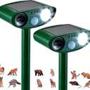 2 Pack Solar Animal Repeller for Raccoons, Deer & Squirrels - Ultrasonic & Strobe Light, Outdoor Deterrent for Cats, Dogs, Raccoons, Rabbits, Skunks, Foxes & More