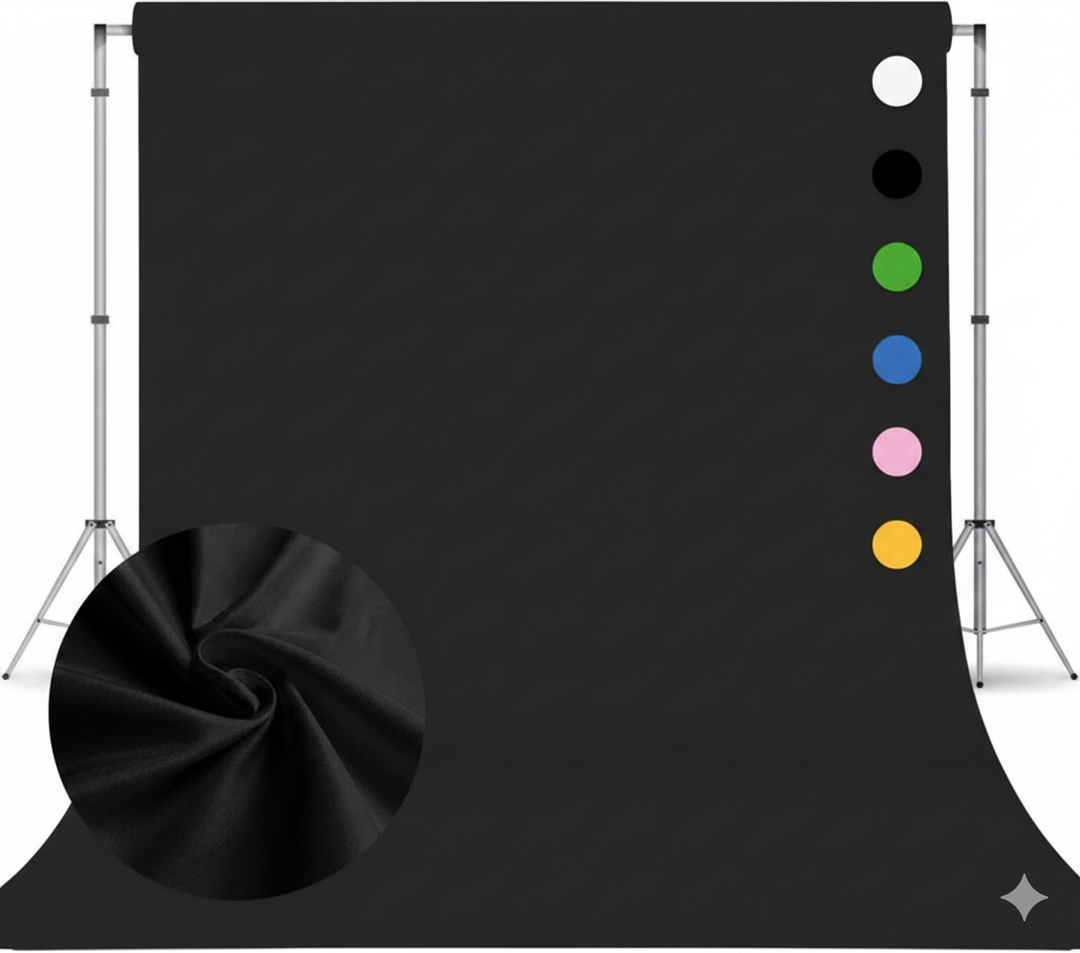 Photography Backdrop for Photoshoot, Photo Backdrop Curtain, Perfect White Background for Party Portrait Photoshoots Black