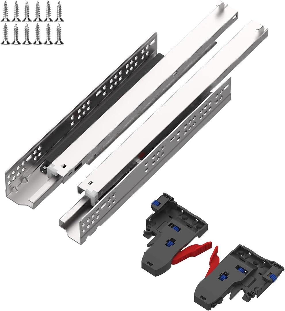 22 Inch 1 Pair Undermount Soft Close Drawer Slides Full Extension Drawer Glides Runners with 3D Locking Device for Frameless Cabinet