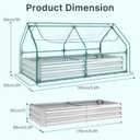 Miory Raised Garden Bed with PE Cover, 6x3x1 FT Galvanized Planter Box Outdoor with Greenhouse Cover, 2 Large Zippered Screen Windows for Vegetables, Flowers, Includes Labels & Gloves
