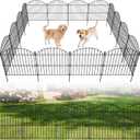12 Pack No Dig Decorative Garden Fence Panels, 24in(H) x 24ft(L), Dog Fence Outdoor for Yard, Rustproof Metal Animal Barrier for Rabbits & Flowers, Temporary Fencing for Patio, RV