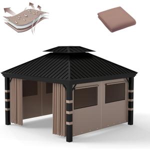 10x12 Gazebo Sidewall Curtains, 4-Panel Waterproof Mesh Window