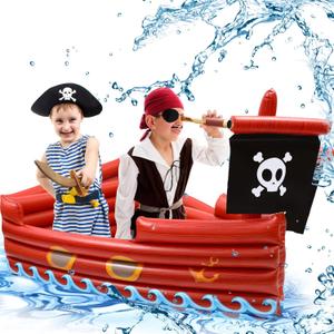 ShinyRelief Pirate Pool Float Inflatable Pirate Ship Boat Shaped Swimming Toys for Kids Boy Girl Summer Pool Games 60" L x 45" W x 20" H