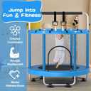 ZCMHAXJ 55" Trampoline for Kids with Enclosure, 440lbs Capacity Indoor & Outdoor Toddler Trampoline with Adjustable Gymnastics Bar & Toys, for Boys & Girls