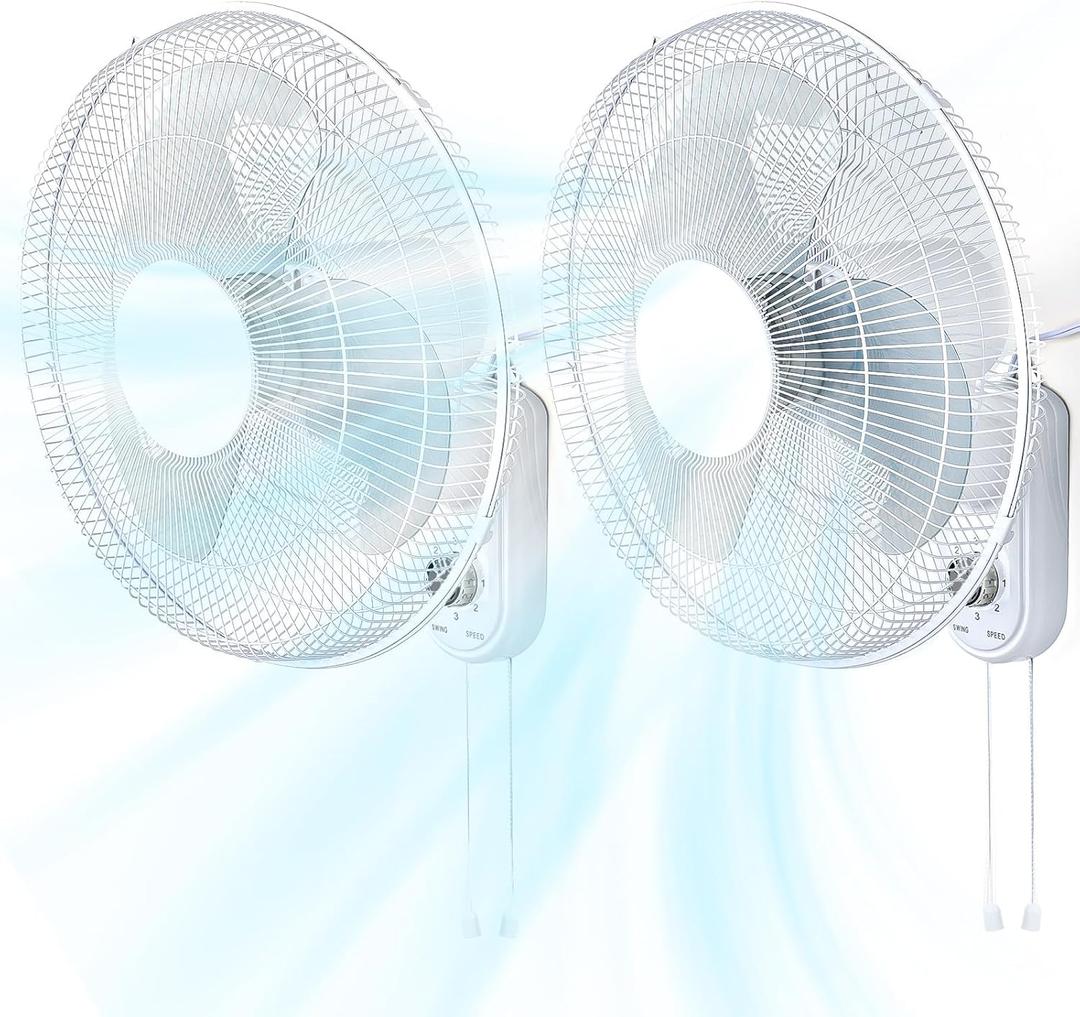 Aottop 16 inch Wall Mount Fan (White, 16 inch(2 Pack))