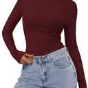 PRETTYGARDEN Womens Long Sleeve Shirts 2026 Ribbed Knit Slim Fitted Basic Tee Casual Going Out Tops Underscrubs Fall Clothing (M)