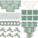42 Pcs 6 Sets Bridesmaid Proposal Gifts Wedding Maid of Honor Gifts Ceramic Coffee Cups Cosmetic Makeup Bags Invited Cards Scrunchies Knotted Bracelets Jewelry Bags Hair Claw Clips (Green)