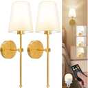 LGMCF Battery Operated Wall Sconce Set of 2, Rechargeable Wall Lights with Dimmable Detachable Charging Bulbs and Remote, 3 Color Temperature Wireless Sconces for Bedroom Living Room Hallway (Large)