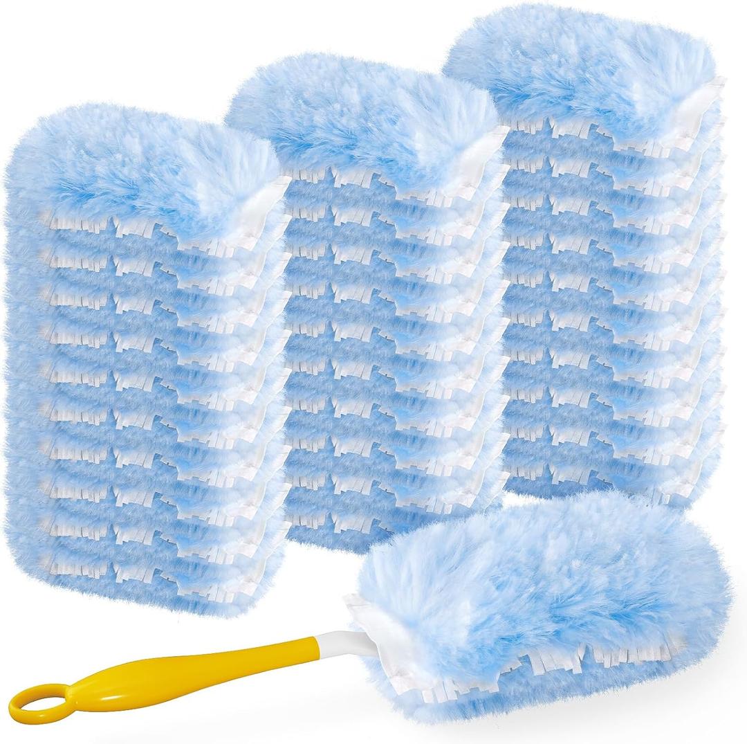 Duster Refill for Swiffer Duster, 30 Count Heavy Duty 2 Side 360 Duster Refills with 1 Handle, 4X Microfibers, Disposable Multi Surface Dusters for Cleaning