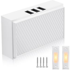 Saillong Wired Doorbell Chime with 2 Lighted Push Buttons, 16V 10VA Two Sounds Front and Rear Hardwire Door Bell Kit for Home Wall Inside, Compatible with Most Brand Doorbells(White, Yellow)