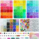 5 Boxes Bracelet Making Kit Pony Beads, 96 Colors 6x9mm 3500Pcs Kandi Rave Beads for Bracelets Friendship Plastic Bead with 800Pcs Letter Bead Arts and Crafts for Kids Adults Keychain Jewelry Making, Large