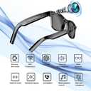 AI Smart Glasses with Voice Assistant, 8MP HD Camera Glasses, 1080P Video Recording Sunglasses, Dual Core Chip Noise Reduction, RealTime Translation, Interchangeable Blue Light & UV Protection Lenses