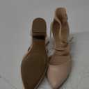DREAM PAIRS Women's Closed Pointed Toe Low Chunky Heels Pumps Ankle Strap Wedding Business Dressy Shoes SDPU2354W Size 7.5, Nude-Pu