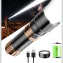 SKYFIRE Rechargeable Flashlights High Lumens Plus with Ignition Lens,3000lm Super Bright Flashlight,7500mAh,Zoomable,Waterproof Tactical Flash Light for Camping Essentials Outdoor Home&Gifts-Upgraded