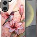 Compatible with Samsung Galaxy S24 FE Case,Glossy Case All-Round Protection Shockproof Anti-Scratches TPU Cover,Cases for Man Woman-Blooming Pink Rose Bird
