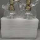 2 Pack Thick Clear Glass Pint Hand Soap Dispenser Bathroom with Gold Stainless Steel Pump, 16ounce Clear Boston Round Bottles Dispenser with Rustproof Pump for Kitchen Dish, Lotion Soap