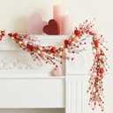 5.7FT Spring Garland with Pastel Eggs, PVC Plastic Material, Green Eucalyptus Leaves and Berries, Decorative for Home, Fireplace, Doorway and Table (Valentine-Garland, 5.7ft)