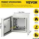 VEVOR NEMA Steel Enclosure, 8" x 8" x 6" NEMA 4X Steel Electrical Box, IP66 Waterproof & Dustproof, Outdoor/Indoor Electrical Junction Box, with Mounting Plate