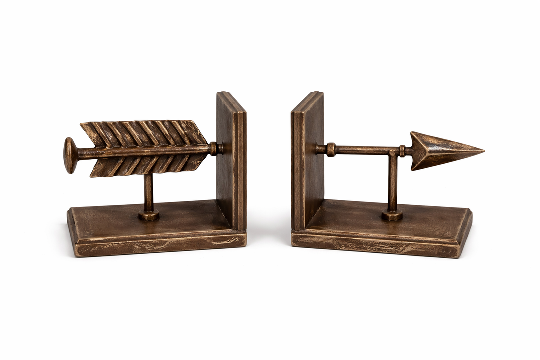 Creative Co-Op Bronze Arrow Shaped Cast Iron Bookends (Set of 2 Pieces)