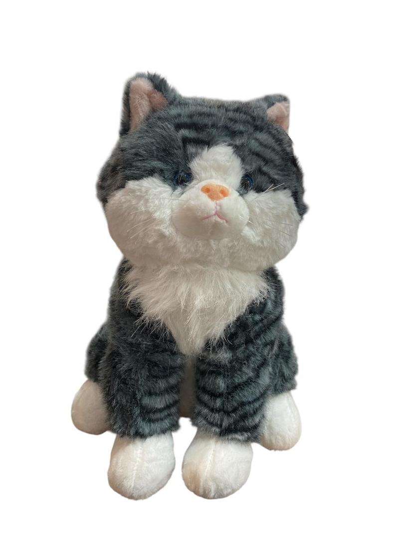 Gray Tabby Cat Stuffed Animals, Microwavable Stuffed Animal Adorable Fluffy Cat Plush for Warmth & Comfort, Heatable & Coolable Lavender Scent Cat Toys, Cute Soft Plushies Cat Gifts for Kids & Adults