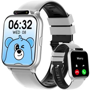 Smart Watch for Kids, 1.85" Fitness Tracker with Heart Rate, Sleep Monitor, IP68 Waterproof Smartwatches with Video Music, Pedometer, Game, NO APP/Phone, Gift for Boys Girls. (Classic, Silver)