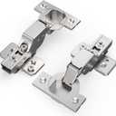 Chibery 60 Pack Frameless Inset Soft Close Concealed Hinges, Satin Nickel, Self Closing, 105 Open Angle 3D Adjustment, Stop 85  105 Degrees, Clip On, Stainless Steel for Cabinet Door