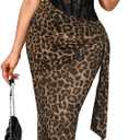 ChiaoLezhee Women's Sexy Lace Bustier Maxi Dress, Built-in Bra Underwire Corset Bodycon Clubwear Festival Outfits (Brown, M)
