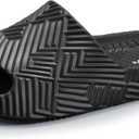 Weweya Slides for Women and Men - Bathroom Shower Shoes - Non Slip House Slippers - Lightweight Beach Sandals (8 Women/6.5 Men, Black)