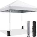 10x10 Pop Up Canopy, Portable Instant Canopy Tent with Carry Bag, 4 Sandbags and 8 Stakes for Outdoor Events, Parties & Camping - White