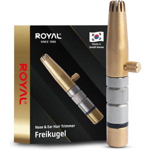 ROYAL Premium Nose Hair Trimmer for Men Freikugel, Manual, Battery-Free, Brass & Stainless Steel, Waterproof, Painless with a Patented Mechanism ET-32