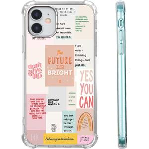 Case for iPhone 11 with Motivational Quotes Design,Encouraging Words Collage Pattern for Teen,Soft TPU Bumper Phone Cover(11,Positive)