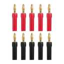 VCELINK 4mm Speaker Banana Plugs-Open Screw Type, Insulated 24K Gold Plated Speaker Wire Banana Plugs Connectors (5 Pairs(10 pcs))