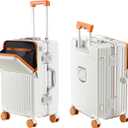 Carry on suitcase Zipperless Luggage, Polycarbonate Aluminum Hard Shell, Expandable Carry-On Suitcase with Spinner Wheels (Orange, 24 inch)