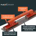Hand-held flexible sanding board, block Flexisander for sanding curved surfaces with fastening system; vehicle body repairers, shipbuilders, composite and woodworking, cars (22 x 4.5 inches)