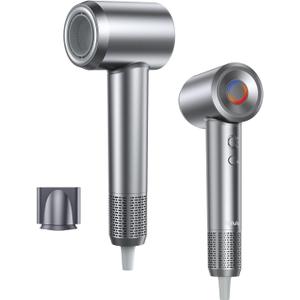 Hair Dryer, 160000 RPM High-Speed Ionic Blow Dryer Portable Professional Lightweight Hair Dryers with 200 Million Negative Ions, Fast-Drying, Quiet Hair Dryer with Nozzle for Travel, Home, SalonHF03 (Gunmetal Color)