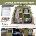 Porayhut Camping Shower Tent Deluxe Changing Room Easy Set Up Privacy Shelter,Large Toilet Tent with Floor Drain Design for Beach, Camping,Hiking with Stakes and Ropes for Stability, Avocado Green