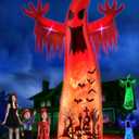 14 Ft Giant Halloween Inflatable Ghost Decorations Outdoor with 3 Colored Rotating Flame LED Changing Red Blue Green Lights, Scary Ghosts Blow Up Halloween Decor for Garden Yard Lawn Holiday Party