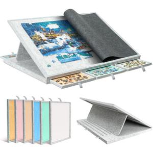 Becko US 1500 Piece Tilting Jigsaw Puzzle Board with 6 Colored Drawers & Cover, Puzzle Table with Storage for Adults, Lightweight & Portable, for Jigsaw Puzzles 1500 Pieces