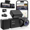 4K 3 Channel Dash Cam Front and Rear with Cabin, 4K+1080P+1080P Dash Camera for Cars, Free 128GB Card Included, Dash Cam with Night Vision, WiFi, GPS, APP Control, Parking Monitor, Loop Recording