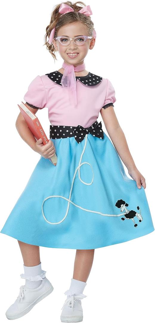 California Costumes Girls 50'S Sock Hop Dress Child Costume Pink/Blue, M