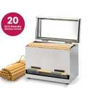Stainless Steel Straw Dispenser - Holds Up To 200 Straws - Metal Drinking Straw Holder With Lid - For Commercial Shop Counter or Home Kitchen - Includes 20 Bamboo Straws