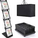 Trade Show Literature Stand Display Rack, Magazine Brochure Catalog Display Stand, Magazine Floor-Standing with Portable Oxford Bag for Office Store Exhibition Trade Show (Black)